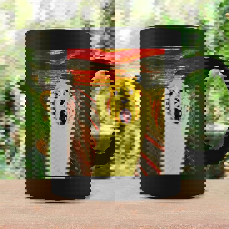 ゴールデンレトリバー 面白いtシャツ 犬 ムンクの叫び かわいい メンズ 子供 おもしろ 服 グッズ ネタ コーヒーマグ ギフトのアイデア