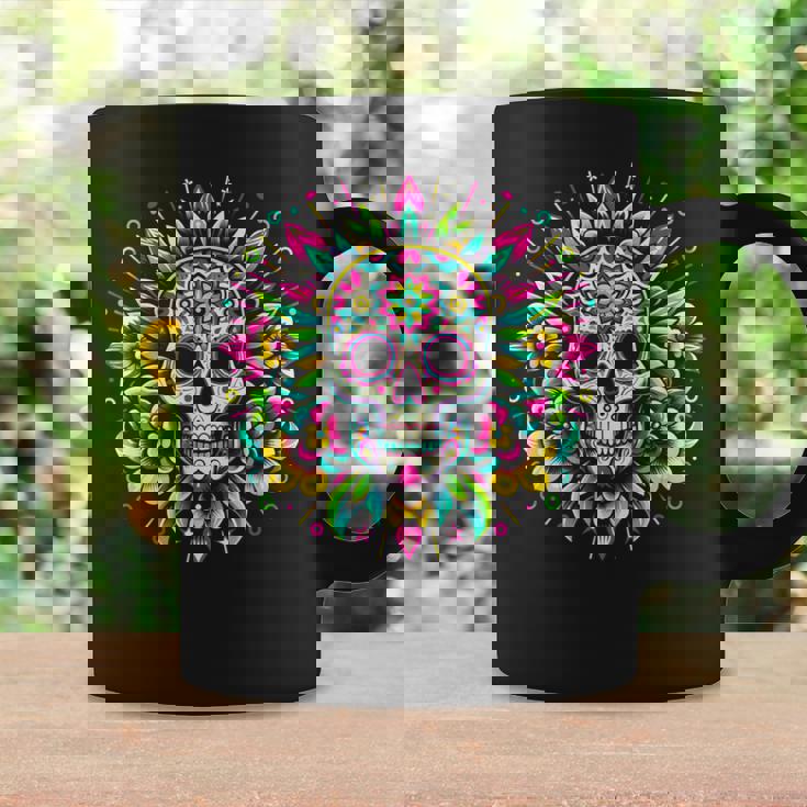 サイケデリックシュガースカルtシャツ 鮮やかでカラフルな死者の日 コーヒーマグ ギフトのアイデア