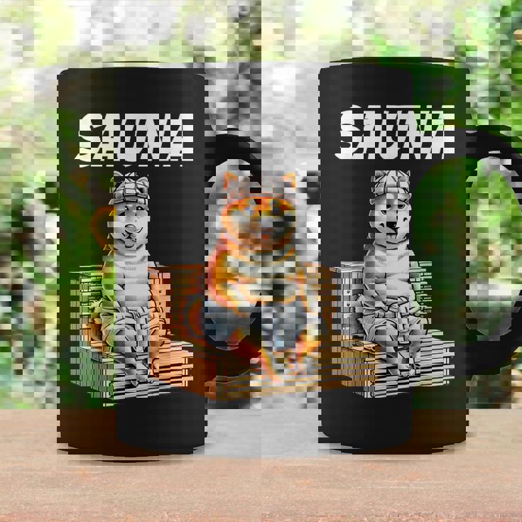 サウナauna さうな 整う アウトドア 焚火 おもしろ 犬 柴犬好き 柴犬 名言 文字 面白い ふざけた ネタ コーヒーマグ ギフトのアイデア