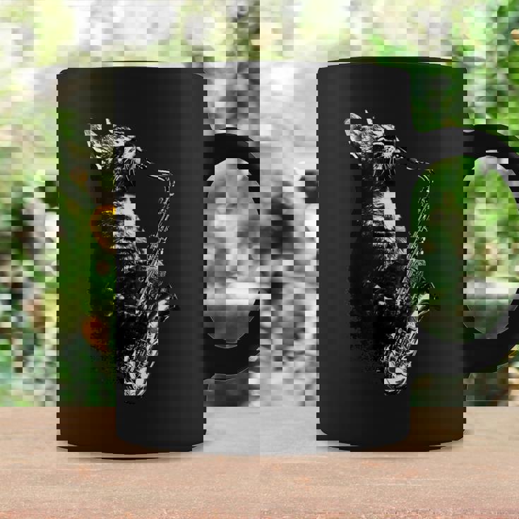 サックスを奏でる猫 面白い猫 ジャズ サックス 音楽 サックス コーヒーマグ ギフトのアイデア