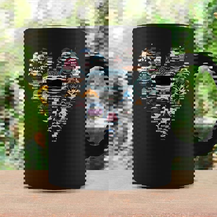 サメの識別の種類 サメの顔 シャークハート コーヒーマグ ギフトのアイデア