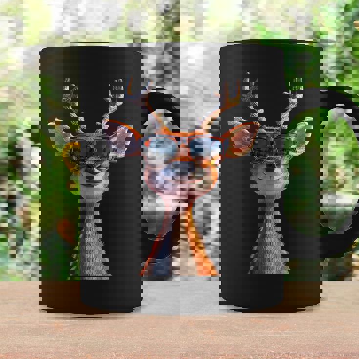 サングラスの角を持つ雄鹿狩猟鹿トナカイ赤鹿 コーヒーマグ ギフトのアイデア