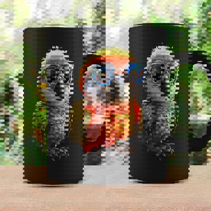 サングラスをかけたインコ コンゴウインコ オカメインコ かわいいインコ コーヒーマグ ギフトのアイデア