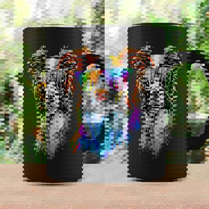 サングラスをかけたボーダーコリー 子犬 かわいいボーダーコリー コーヒーマグ ギフトのアイデア