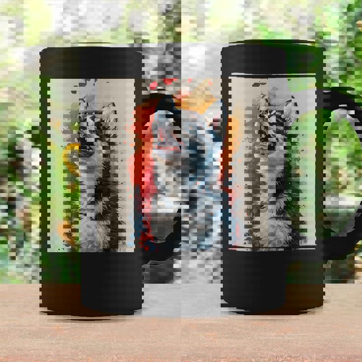 シベリアンハスキー子犬の笑いグラフィック。 コーヒーマグ ギフトのアイデア