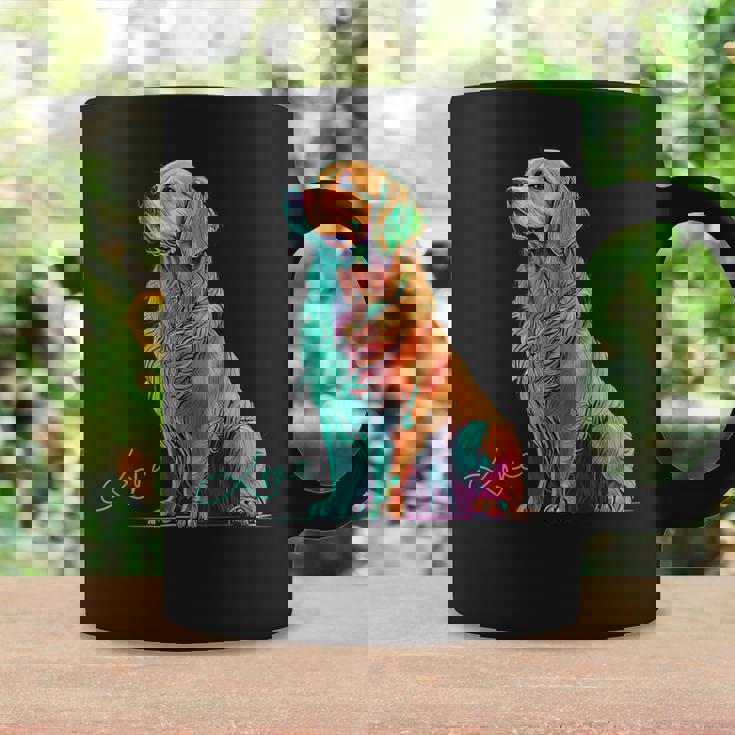 スウォッシュを持つゴールデンレトリバー、ゴールデンレトリバードッグ コーヒーマグ ギフトのアイデア