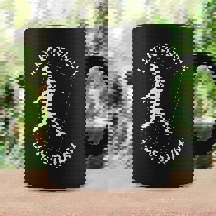 スカッシュプレーヤー I Just Really Lovequash コーヒーマグ ギフトのアイデア