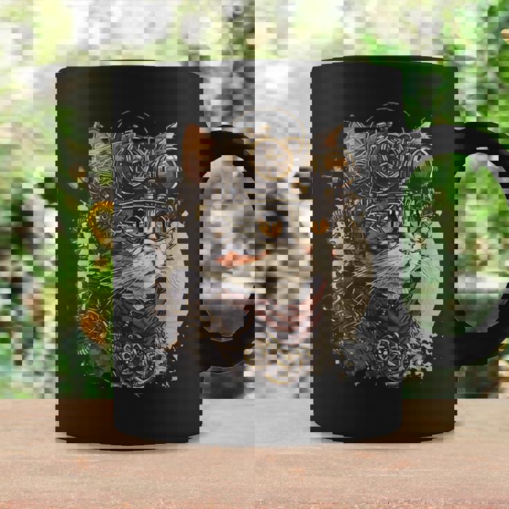 スチームパンク 猫 キティ 子猫 スチームパンク コーヒーマグ ギフトのアイデア