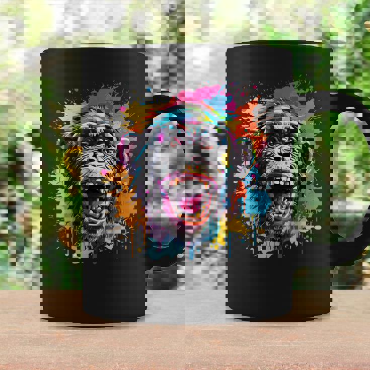 スプラッシュアート チンパンジー 野生動物 動物 好き カラフル コーヒーマグ ギフトのアイデア