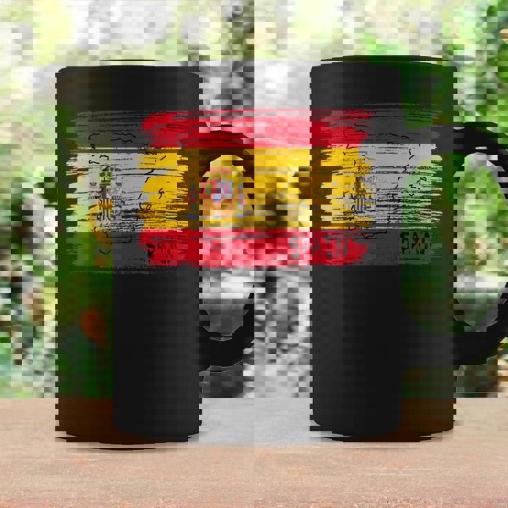 スペイン国旗の絵、スペインの地図のスケッチ。 コーヒーマグ ギフトのアイデア