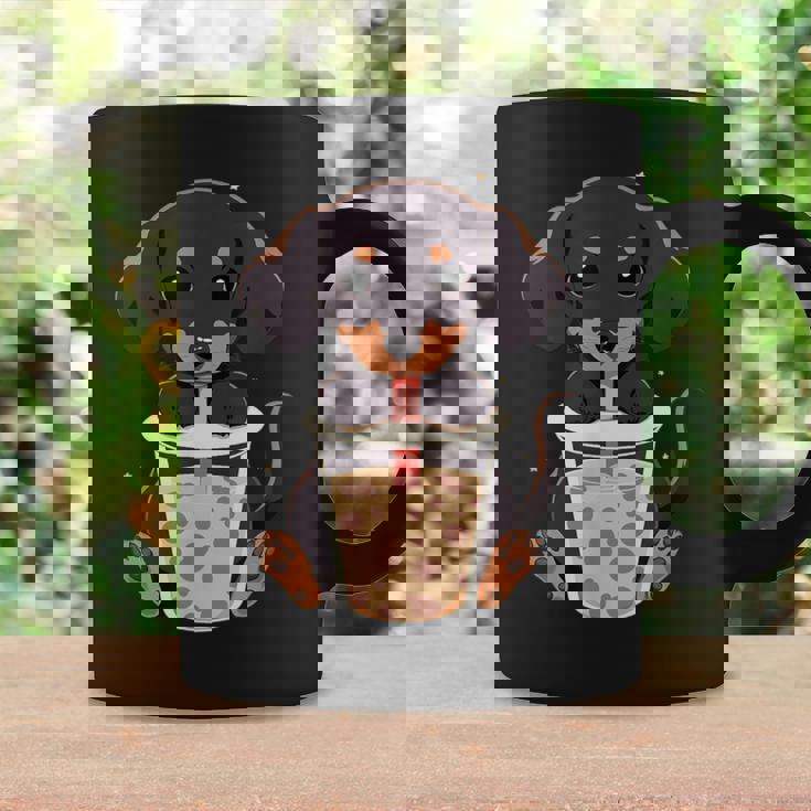 ダックスフンド ボバティー バブルティー アニメ カワイイ 犬 コーヒーマグ ギフトのアイデア