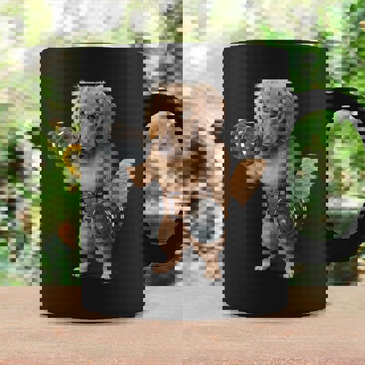 ダックスフンド 犬の筋肉トレーニング ダンベル付き フィットネスジム コーヒーマグ ギフトのアイデア