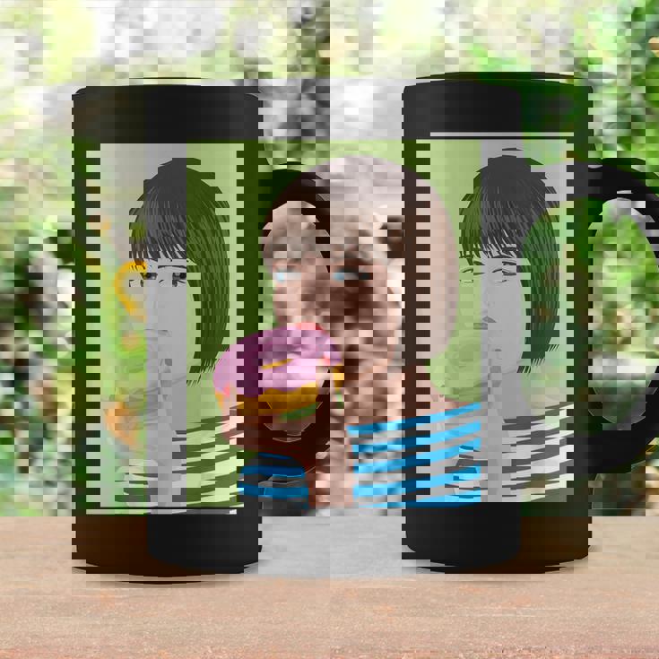 ドーナツショップ ポップアート ポートレート ロジックロックスター キュート ドーナツ ガールフレンド ドーナツ コーヒーマグ ギフトのアイデア