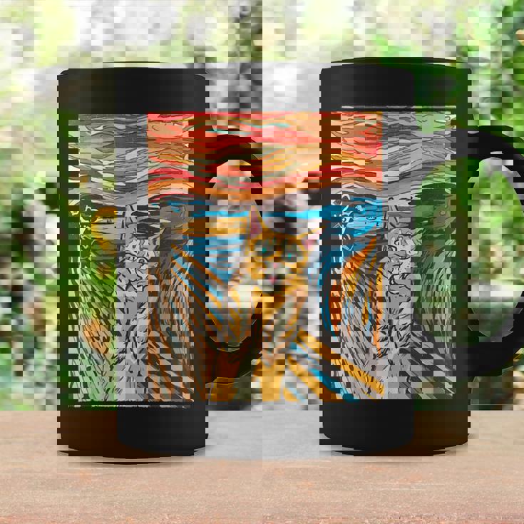 ニャンコの叫び 面白いtシャツ 猫 ムンクの叫び パロディ ネコ メンズ 子供 おもしろ 服 おもしろグッズ ネタ コーヒーマグ ギフトのアイデア