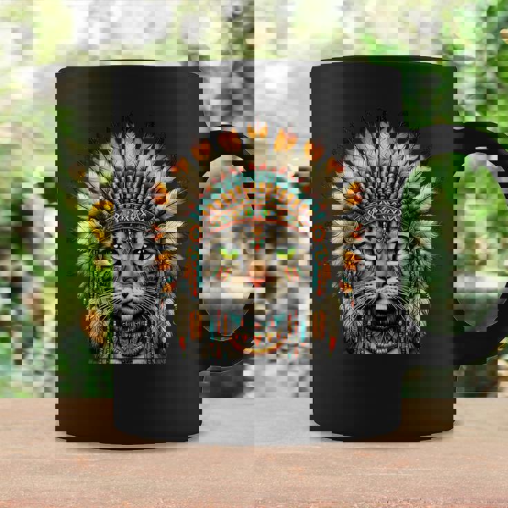 ネイティブインディアン 猫 子猫 ネイティブアメリカン インディアンフェザー コーヒーマグ ギフトのアイデア