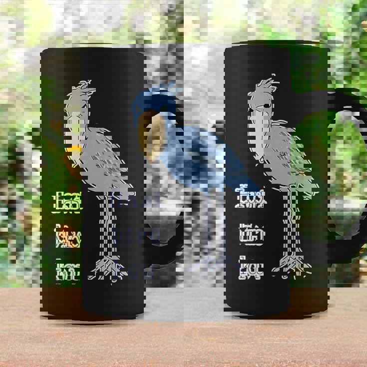 ハシビロコウさん 『セルフィー』青い鳥【どうぶつフレンズ 】ゆるくて かわいい 動物園の生き物 イラスト コーヒーマグ ギフトのアイデア