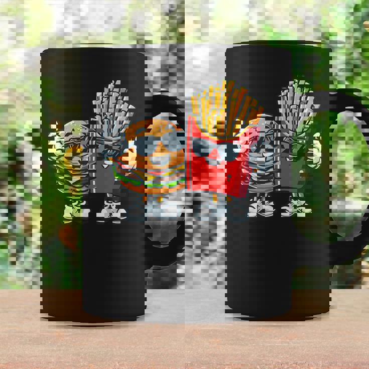 ハンバーガーフライドポテトファーストフード愛好家アート 面白いユーモアコンボプリント コーヒーマグ ギフトのアイデア