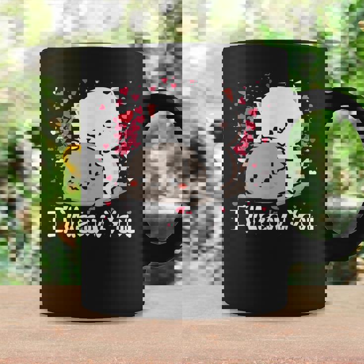 ハート バレンタイン ピーチゴマ 猫 カップル I Meow You コーヒーマグ ギフトのアイデア