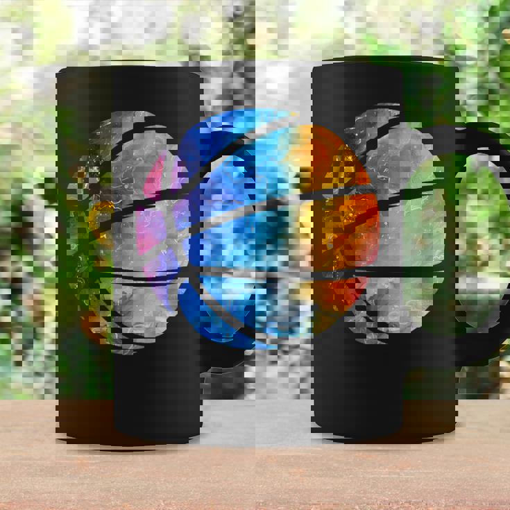 バスケットボールのシルエットカラフルな水彩画 コーヒーマグ ギフトのアイデア