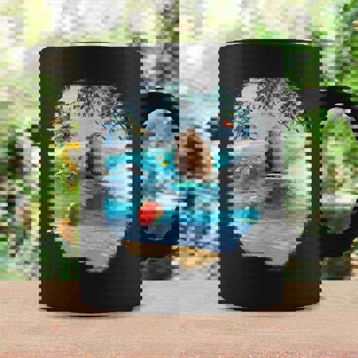 ビーチでのカピバラサーフィンおかしい コーヒーマグ ギフトのアイデア