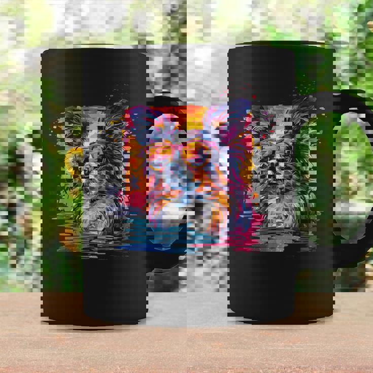 ビーチ・ポップアート クールなパピヨン コーヒーマグ ギフトのアイデア