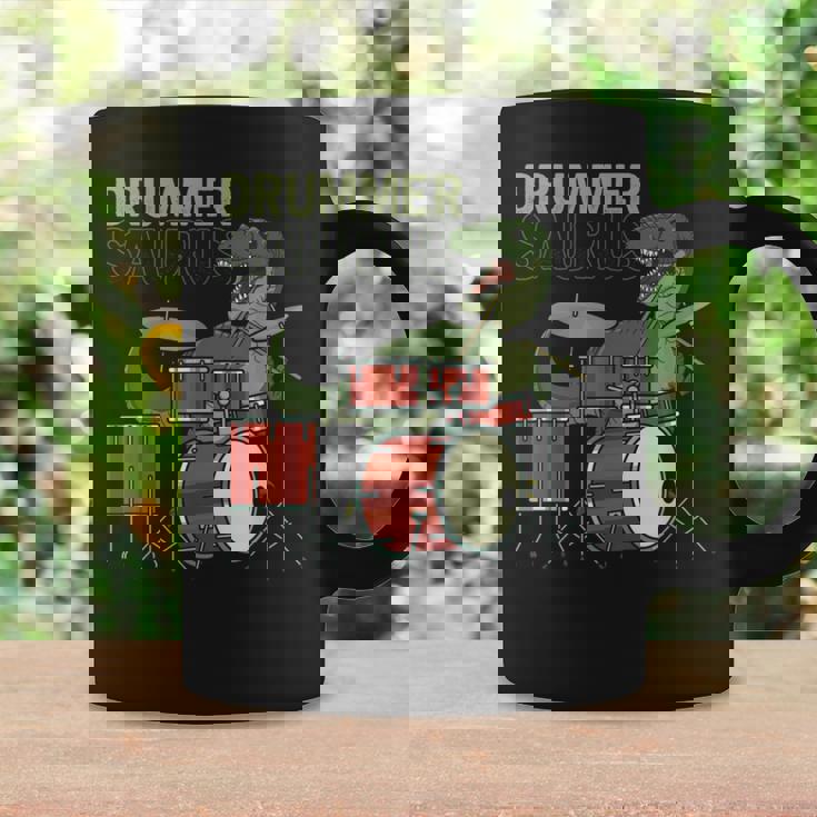 ファニー ドラマーサウルスレックス 恐竜ドラマー ギフト 恐竜ドラム コーヒーマグ ギフトのアイデア