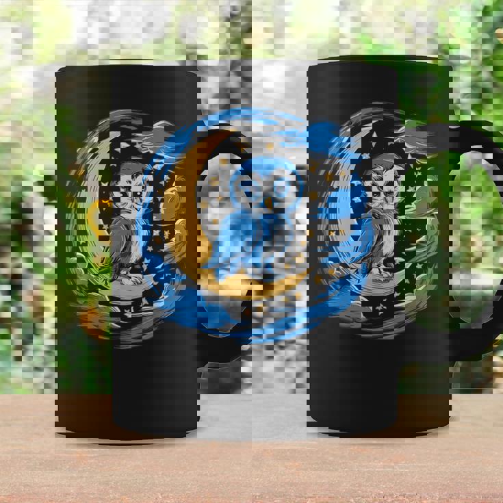 フクロウ 月 夜 星 コーヒーマグ ギフトのアイデア