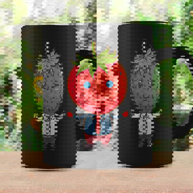 フルーツやネクタイ好きのための従業員ストロベリーアウトフィット コーヒーマグ ギフトのアイデア