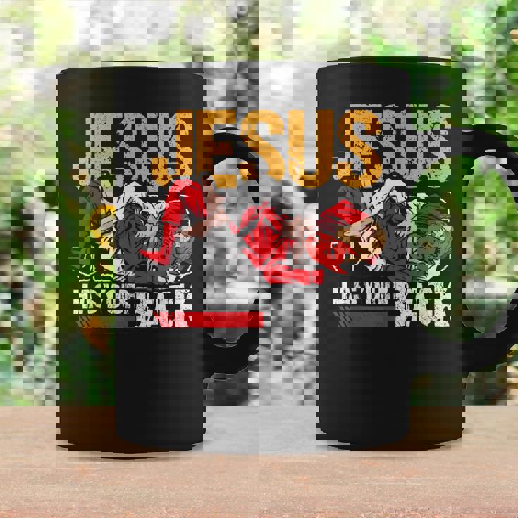 ブラジリアン柔術 ジーザス・ハズ・ユア・バック 面白いクリスチャンbjj コーヒーマグ ギフトのアイデア