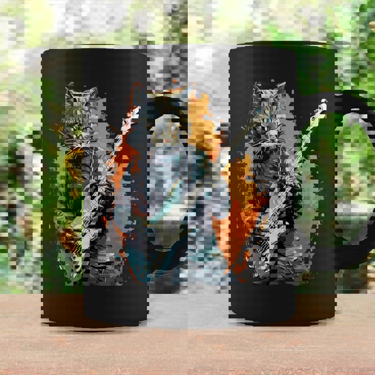 ベースギター 音楽 猫 ギターを弾く コーヒーマグ ギフトのアイデア