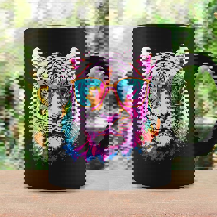 ホワイトタイガー サングラス カラフル アート 動物 虎 コーヒーマグ ギフトのアイデア