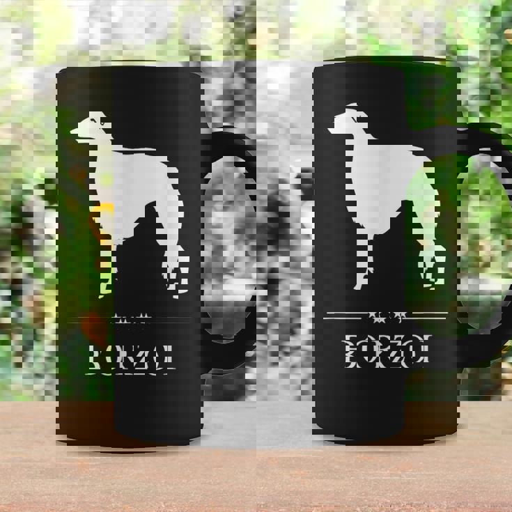 ボルゾイ犬の白いシルエット コーヒーマグ ギフトのアイデア