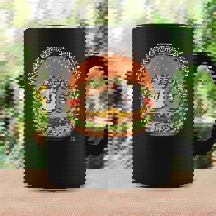 ボンレス犬とボンレス猫 ハンバーガー ダークカラー コーヒーマグ ギフトのアイデア