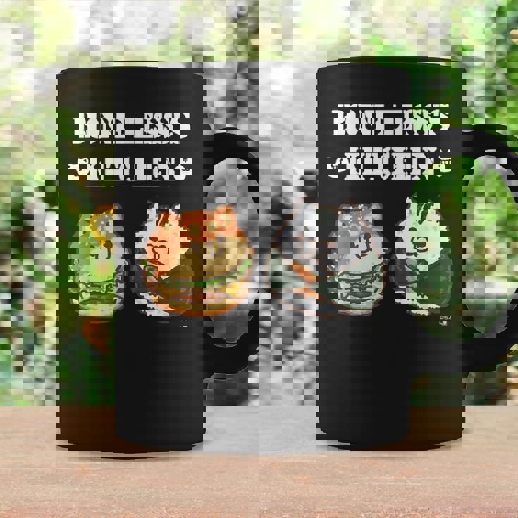 ボンレス犬とボンレス猫 ハンバーガーとおにぎり ダークカラー コーヒーマグ ギフトのアイデア