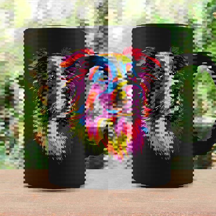 ボーダーコリー ポップアート レインボーカラー カラフル ボーダーコリー コーヒーマグ ギフトのアイデア