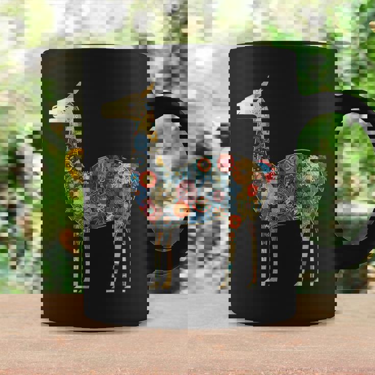 ラマ アルパカ フローラル カラフル 花 ペルーのお土産 コーヒーマグ ギフトのアイデア