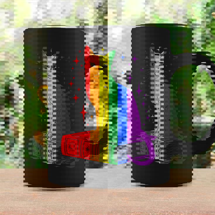 レインボー猫と本と星 Lgbt プライド コーヒーマグ ギフトのアイデア