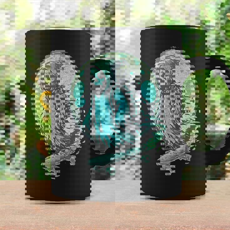 レトロ スケーター オバケ スカル スケートボード ハロウィン 不気味 スケルトン 骸骨 面白い ギフト ストリート コーヒーマグ ギフトのアイデア