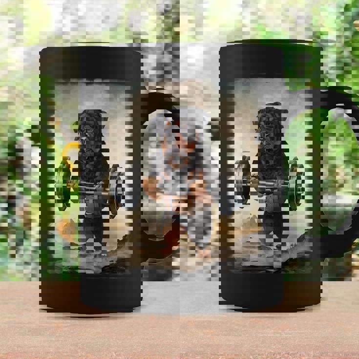 ロットワイラー 犬の筋トレ ウェイトリフティング コーヒーマグ ギフトのアイデア