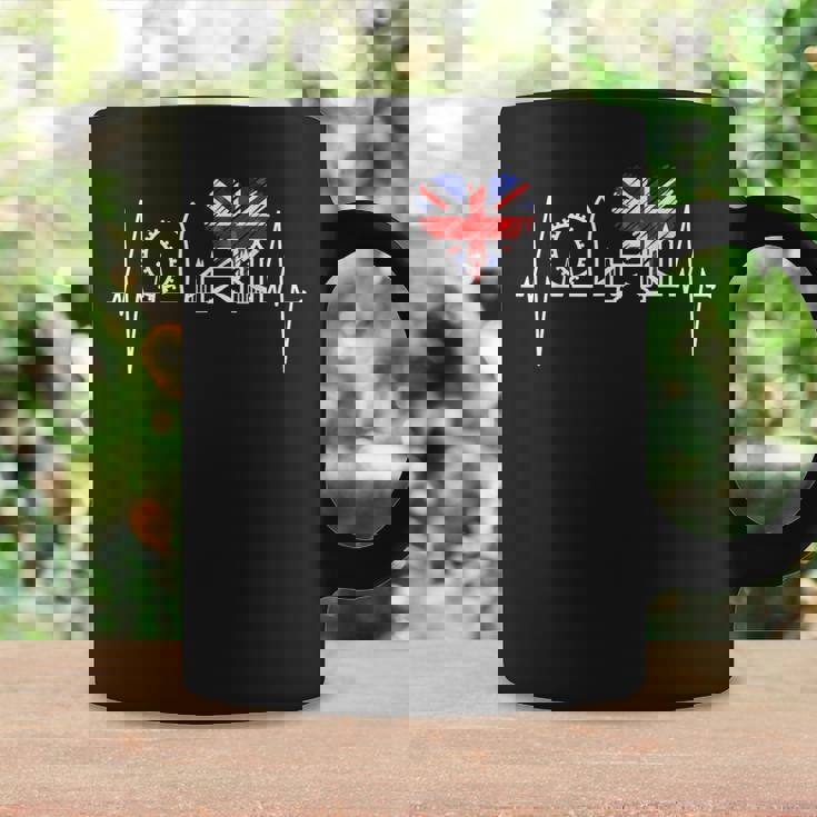 ロンドンのスカイラインハートビートフラッグハート アイラブロンドン コーヒーマグ ギフトのアイデア