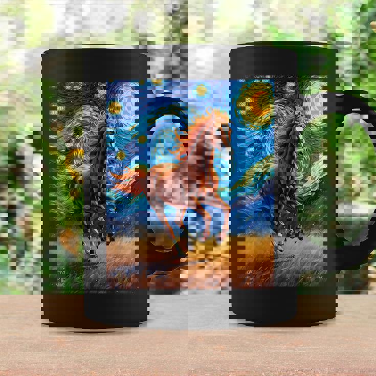 ヴァンゴッホの星空の夜ワイルドホースマスタングアニマル愛好家 コーヒーマグ ギフトのアイデア