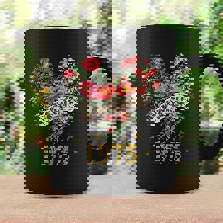 ヴィンテージ 1975年 楽しい かわいい 花柄 花 ラブハート 49歳の誕生日 コーヒーマグ ギフトのアイデア