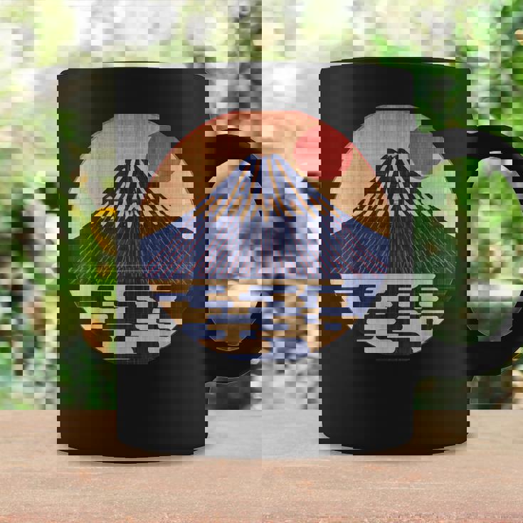 ヴィンテージ 和 富士山 山の上の日本の舞う太陽 コーヒーマグ ギフトのアイデア