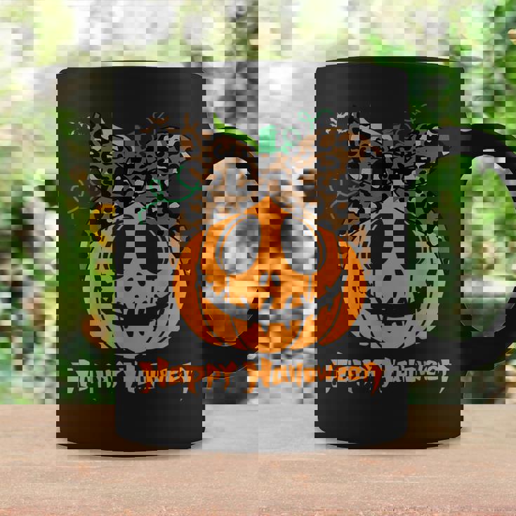 不気味なカボチャ ヒョウ柄 乱雑なお団子 ハロウィン 面白い コーヒーマグ ギフトのアイデア