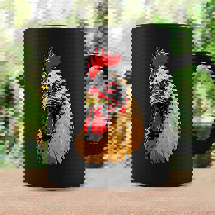動物愛好家のための大胆な農場の鶏の頭のアート コーヒーマグ ギフトのアイデア