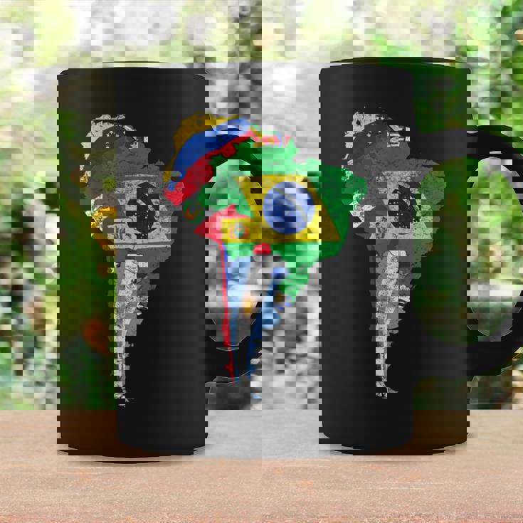 南米大陸地図 旗付き コーヒーマグ ギフトのアイデア