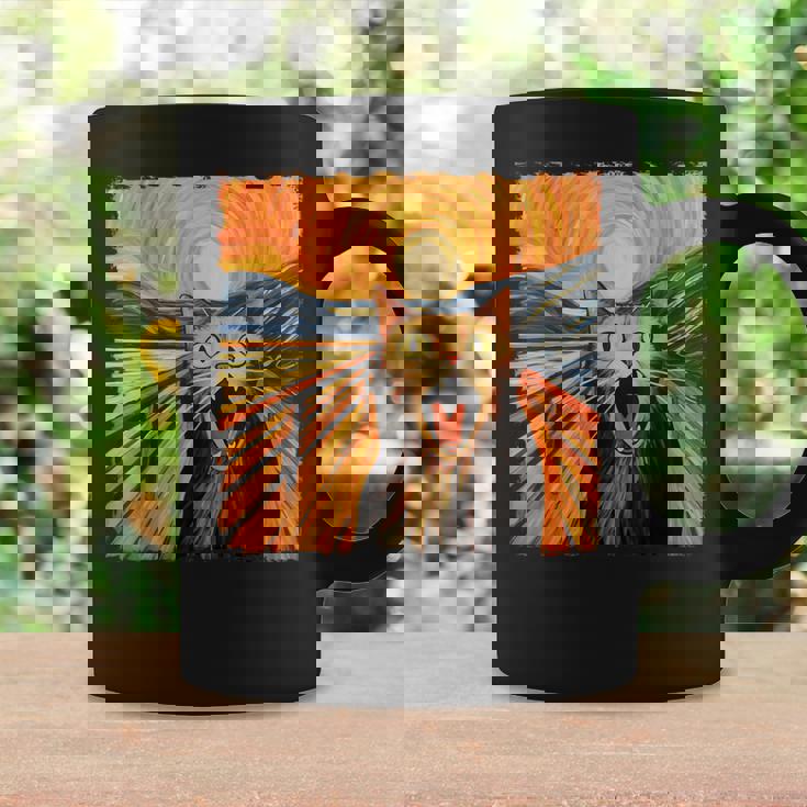 叫ぶ猫、エドヴァルド・ムンク風、面白い猫 コーヒーマグ ギフトのアイデア