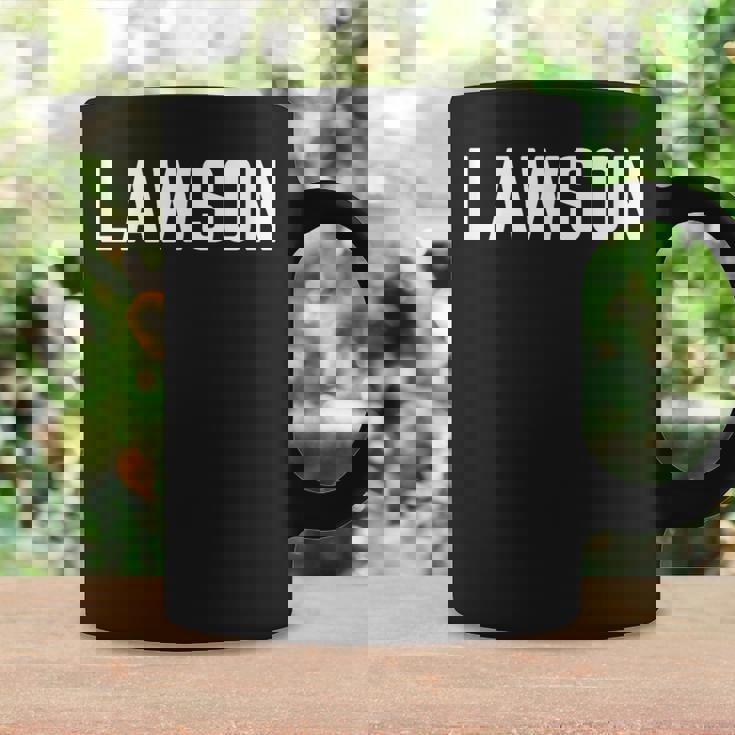 名 ローソン テキスト アパレル クラウン ホワイト テキスト コーヒーマグ ギフトのアイデア