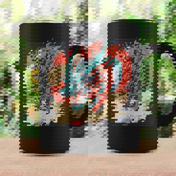 大胆でクールな外観の素晴らしい日本のドラゴン。 コーヒーマグ ギフトのアイデア