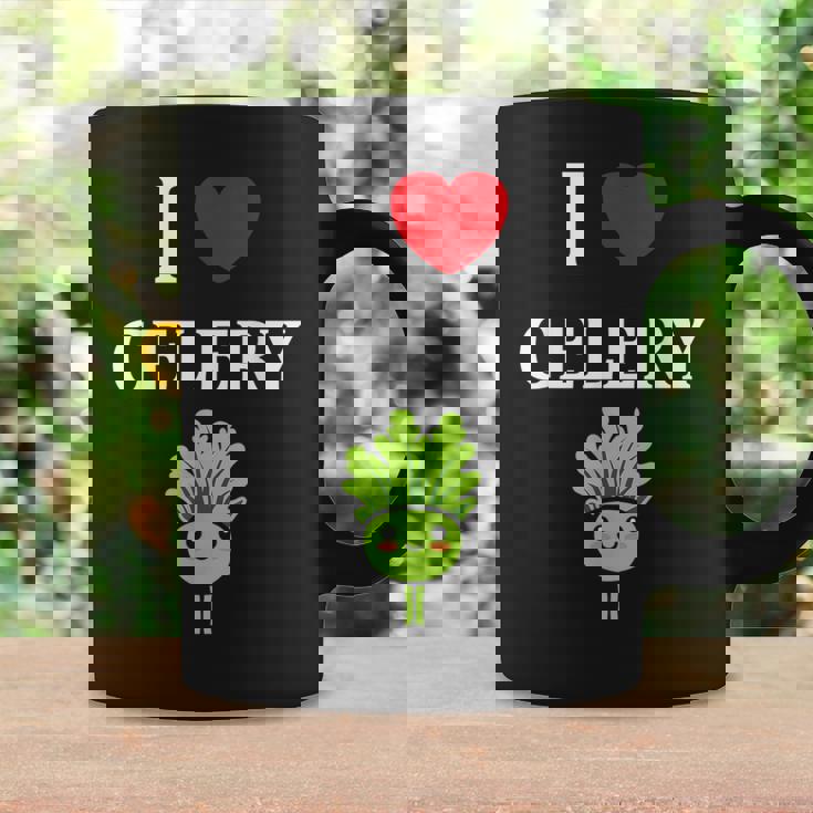 小さな野菜 セロリ ミニマリスト かわいい シンプル セロリ I Love Celery コーヒーマグ ギフトのアイデア